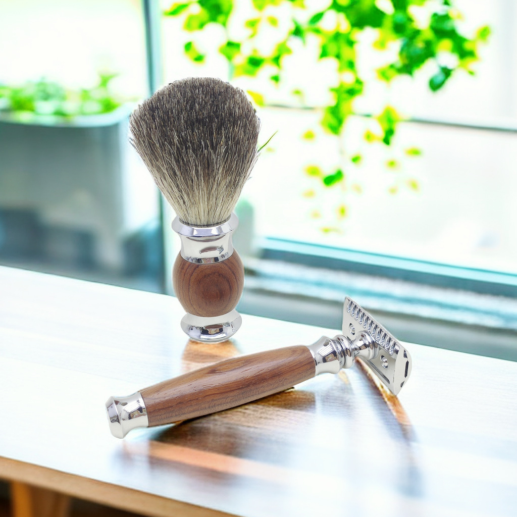 Safflower Rosewood Handle Razo - Shaving Brush Set ulasan dan harga